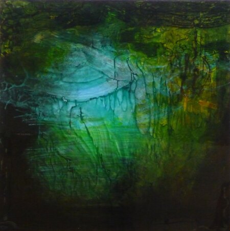 "Connemara 4" 100 x 100 cm, acrylique et liants sur plexi