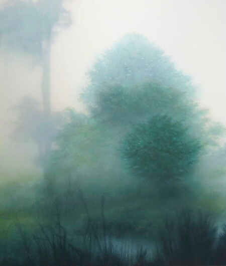 Origine  77x66cm Technique mixte Huile Verni sur papier v&eacute;g&eacute;tal maroufl&eacute; forex