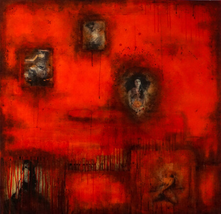 Etats de femmes 100x100cm Technique mixte sur plexiglass