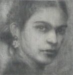 "Frida 1" 40x40cm Fusain,mine de plomb sur bois