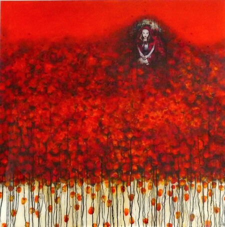 Chaperon rouge 100x100 cm Tecnique mixte sur plexiglass