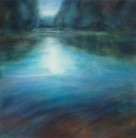 Canal 2 40x40cm Acrylique et liants sur plexi