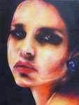 "Jeune fille à la boucle" 130x100cm technique mixte sur toile
