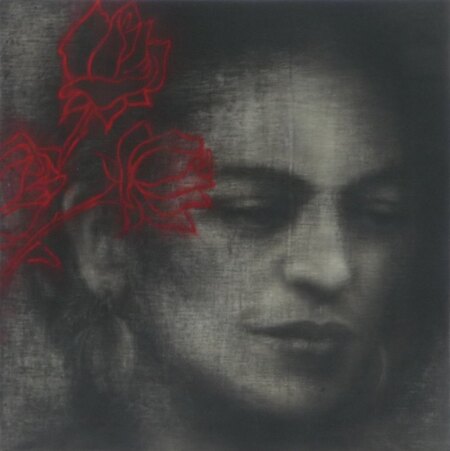 "Frida 2"40x40cm Fusain sur bois