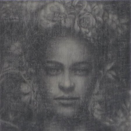 "Frida 3"40x40cm Fusain sur bois
