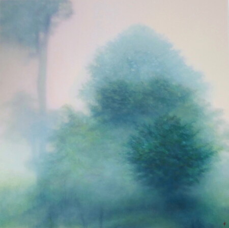 Secret 70x70cm Technique mixte Huile Verni sur papier v&eacute;g&eacute;tal maroufl&eacute; forex