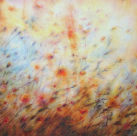 Chant 70x70cm Technique mixte Huile sur papier v&eacute;g&eacute;tal maroufl&eacute; forex